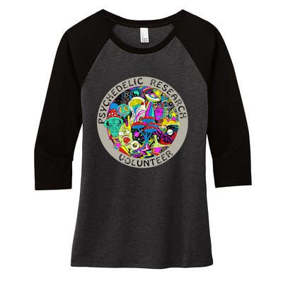 Psychedelic Mushroom Trip Psychedelic Research Gift Women's Tri-Blend 3/4-Sleeve Raglan Shirt