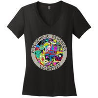 Psychedelic Mushroom Trip Psychedelic Research Gift Women's V-Neck T-Shirt