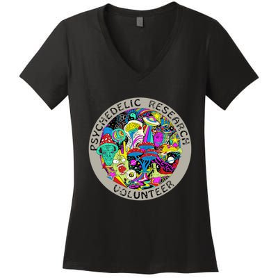 Psychedelic Mushroom Trip Psychedelic Research Gift Women's V-Neck T-Shirt