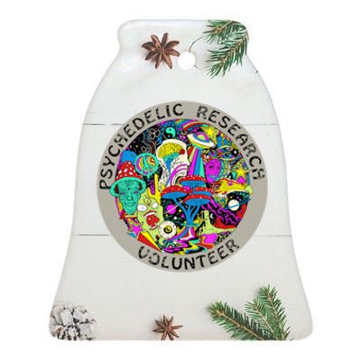 Psychedelic Mushroom Trip Psychedelic Research Gift Ceramic Bell Ornament