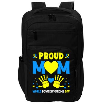 Proud Mom T21 World Down Syndrome Awareness Day Ribbon Impact Tech Backpack