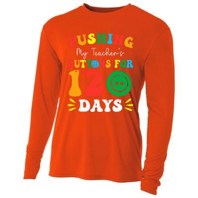 Pushing My Teacher's Buttons For 120 Days 120th Day School Cooling Performance Long Sleeve Crew