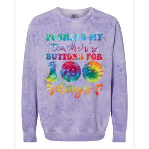 Pushing My TeacherS Buttons For 100 Days Funny School Colorblast Crewneck Sweatshirt