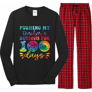 Pushing My TeacherS Buttons For 100 Days Funny School Long Sleeve Pajama Set