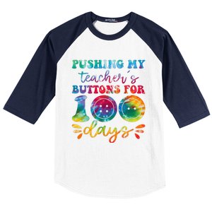 Pushing My TeacherS Buttons For 100 Days Funny School Baseball Sleeve Shirt