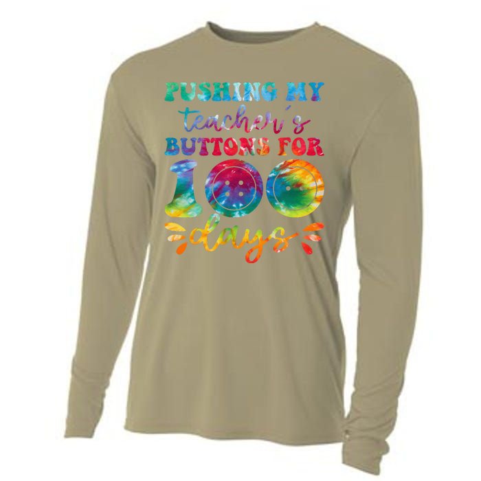 Pushing My TeacherS Buttons For 100 Days Funny School Cooling Performance Long Sleeve Crew