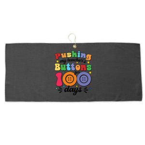 Pushing My TeacherS Buttons For 100 Days 100 Days Of School Large Microfiber Waffle Golf Towel