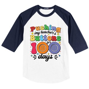 Pushing My TeacherS Buttons For 100 Days 100 Days Of School Baseball Sleeve Shirt