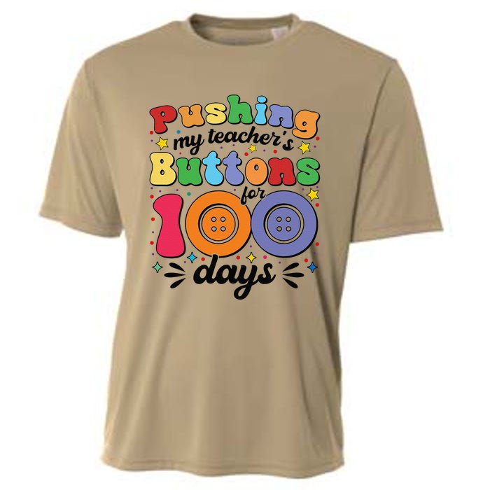 Pushing My TeacherS Buttons For 100 Days 100 Days Of School Cooling Performance Crew T-Shirt