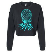 Party Mode Upside Down Pineapple Swinger Vanilla Swapping Great Gift Cropped Pullover Crew