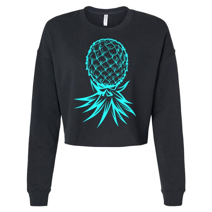 Party Mode Upside Down Pineapple Swinger Vanilla Swapping Great Gift Cropped Pullover Crew