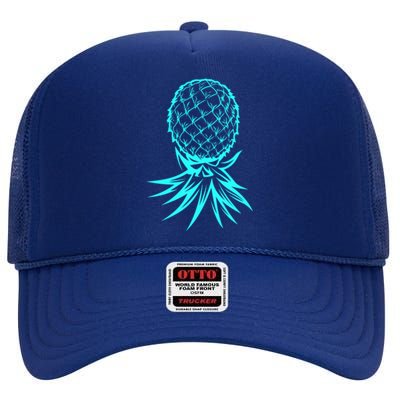 Party Mode Upside Down Pineapple Swinger Vanilla Swapping Great Gift High Crown Mesh Back Trucker Hat