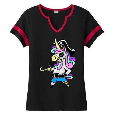 Pirate Magical Unicorn Ladies Halftime Notch Neck Tee