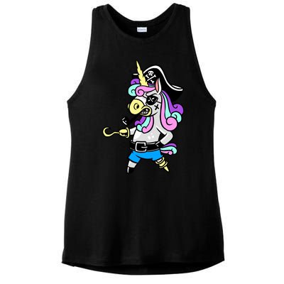 Pirate Magical Unicorn Ladies PosiCharge Tri-Blend Wicking Tank