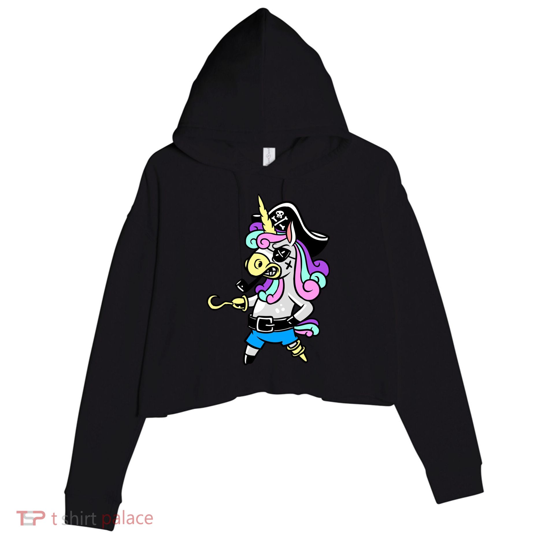 Pirate Magical Unicorn Crop Fleece Hoodie