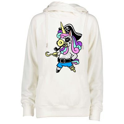 Pirate Magical Unicorn Womens Funnel Neck Pullover Hood