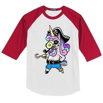 Pirate Magical Unicorn Kids Colorblock Raglan Jersey