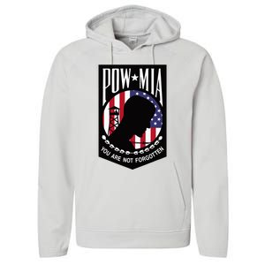 Pow Mia Usa Flag You Are Not Forgotten Performance Fleece Hoodie