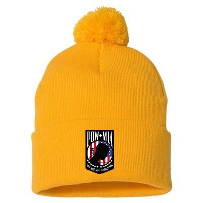 Pow Mia Usa Flag You Are Not Forgotten Pom Pom 12in Knit Beanie