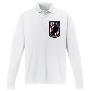 Pow Mia Usa Flag You Are Not Forgotten Performance Long Sleeve Polo