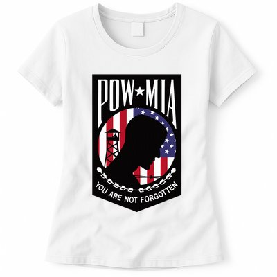 Pow Mia Usa Flag You Are Not Forgotten Womens T-Shirt