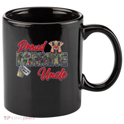 Proud Marine Uncle Personalize Dog Tags 11oz C Handle Ceramic Mug