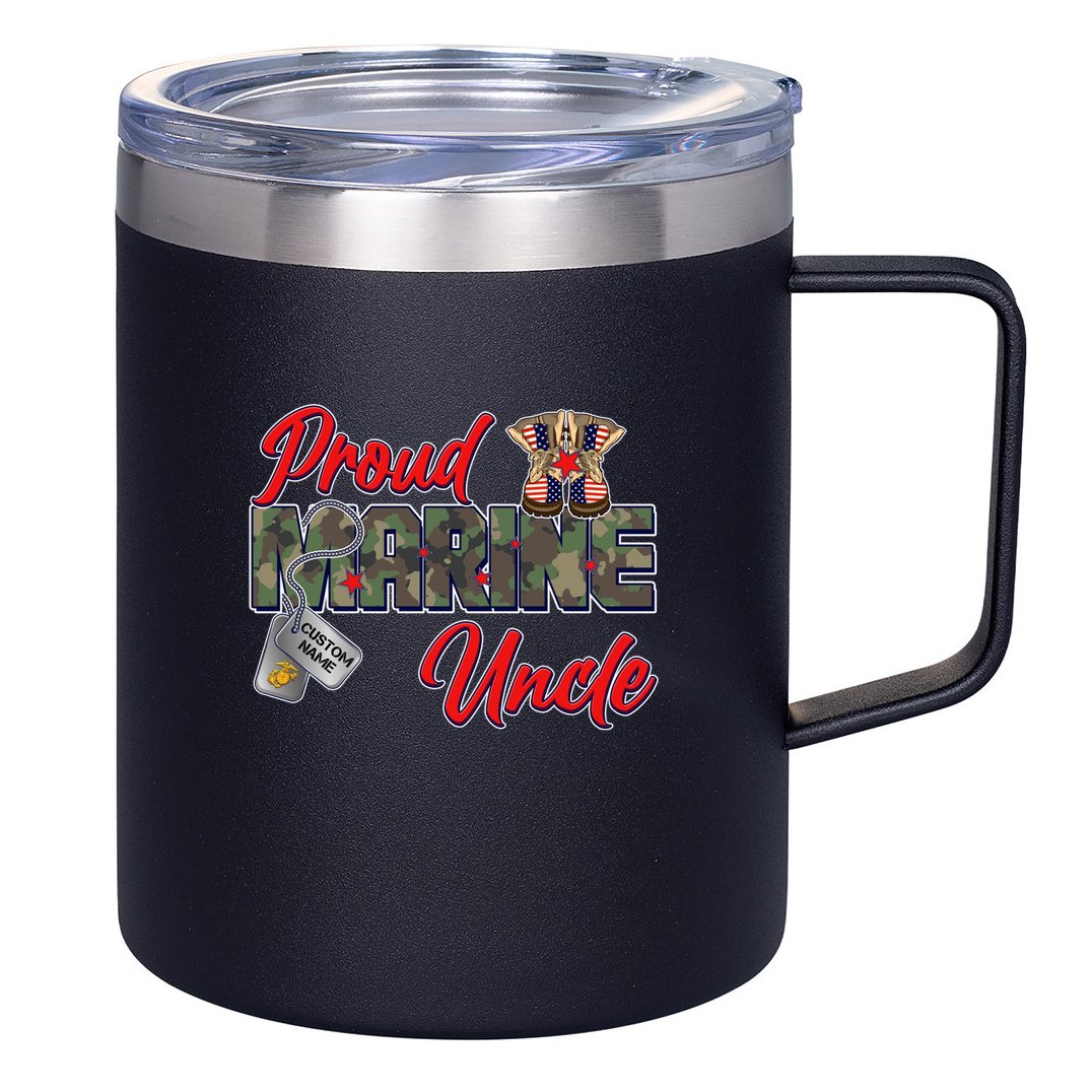 Proud Marine Uncle Personalize Dog Tags 12oz Stainless Steel Coffee Mug