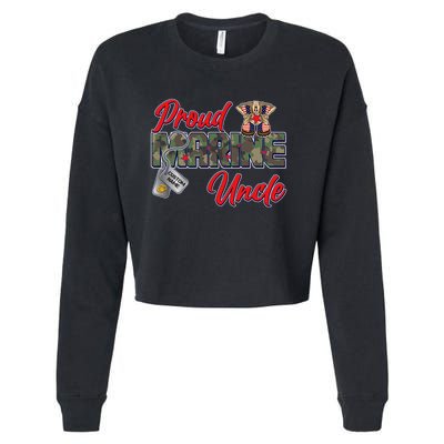Proud Marine Uncle Personalize Dog Tags Cropped Pullover Crew