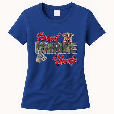 Proud Marine Uncle Personalize Dog Tags Womens T-Shirt
