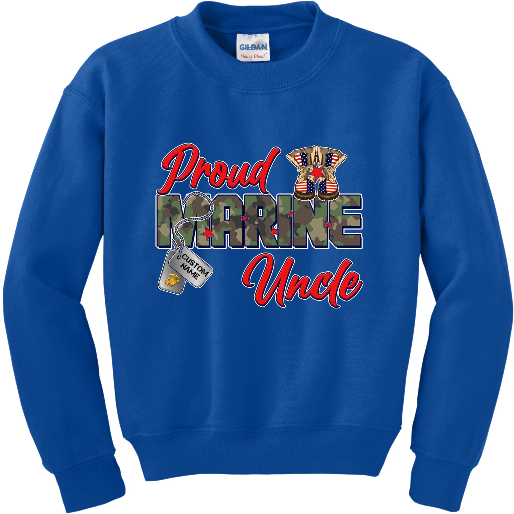 Proud Marine Uncle Personalize Dog Tags Kids Sweatshirt