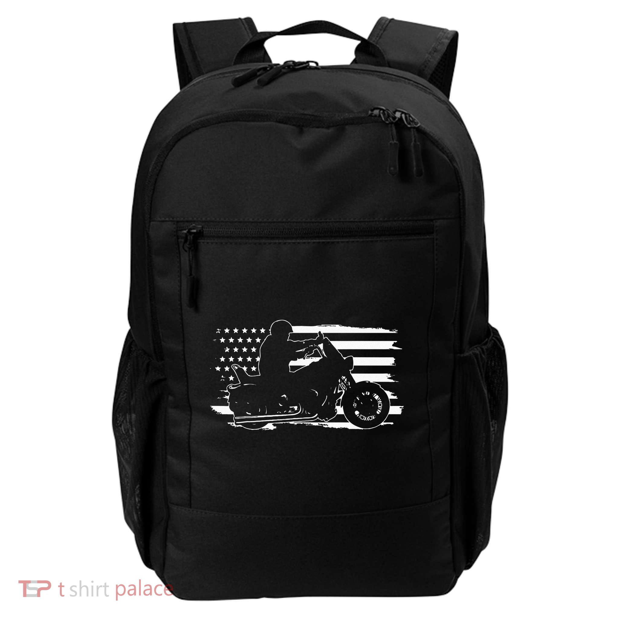 Patriotic Motorcycle Vintage American US Flag Biker Backpack