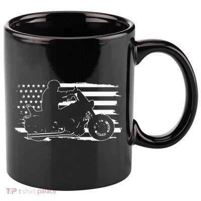 Patriotic Motorcycle Vintage American US Flag Biker 11oz C Handle Ceramic Mug