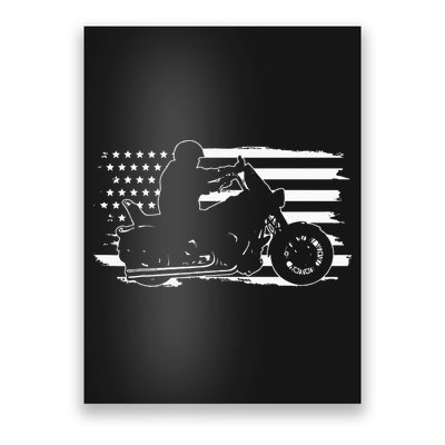 Patriotic Motorcycle Vintage American US Flag Biker Poster