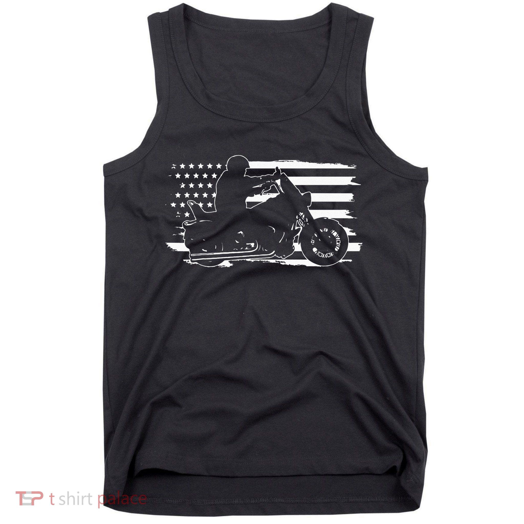 Patriotic Motorcycle Vintage American US Flag Biker Tank Top