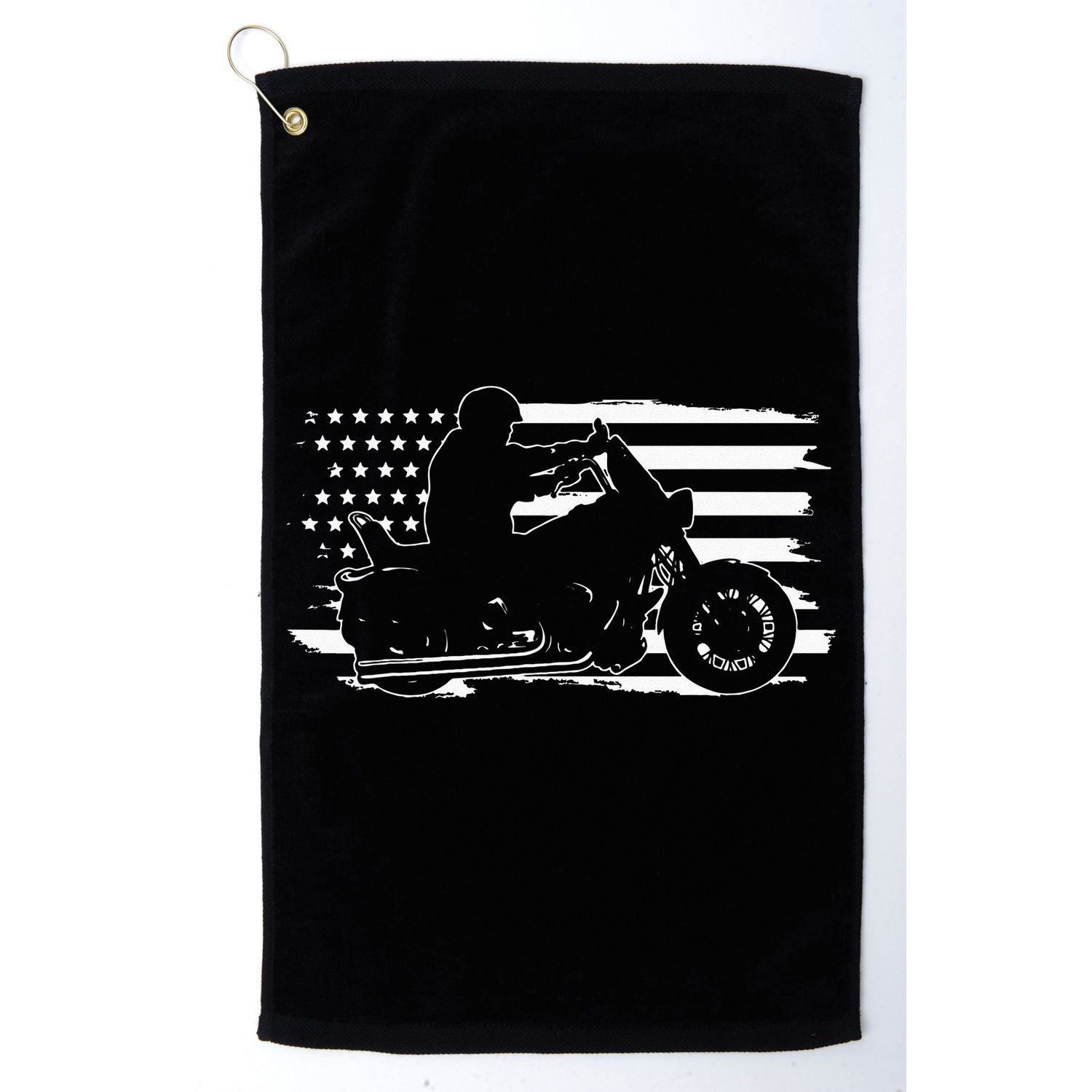 Patriotic Motorcycle Vintage American US Flag Biker Golf Towel