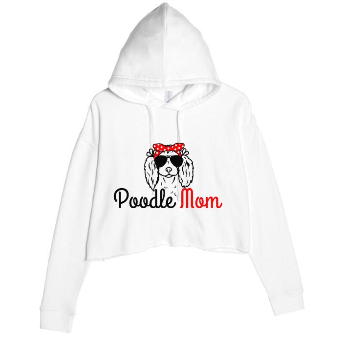 Poodle Mom Vintage Funny Cute Dog Poodle Mama Crop Fleece Hoodie