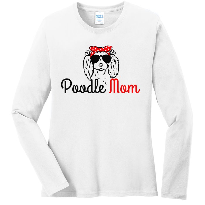 Poodle Mom Vintage Funny Cute Dog Poodle Mama Ladies Long Sleeve Shirt