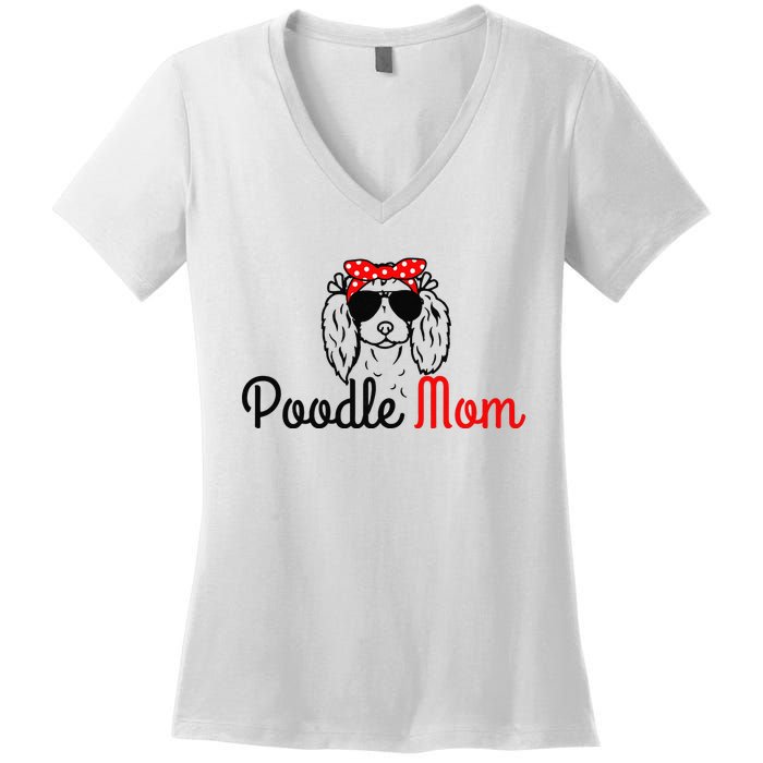 Poodle Mom Vintage Funny Cute Dog Poodle Mama Women's V-Neck T-Shirt