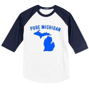 Pure Michigan Vacation Water Lake Fun Gift Idea Baseball Sleeve Shirt