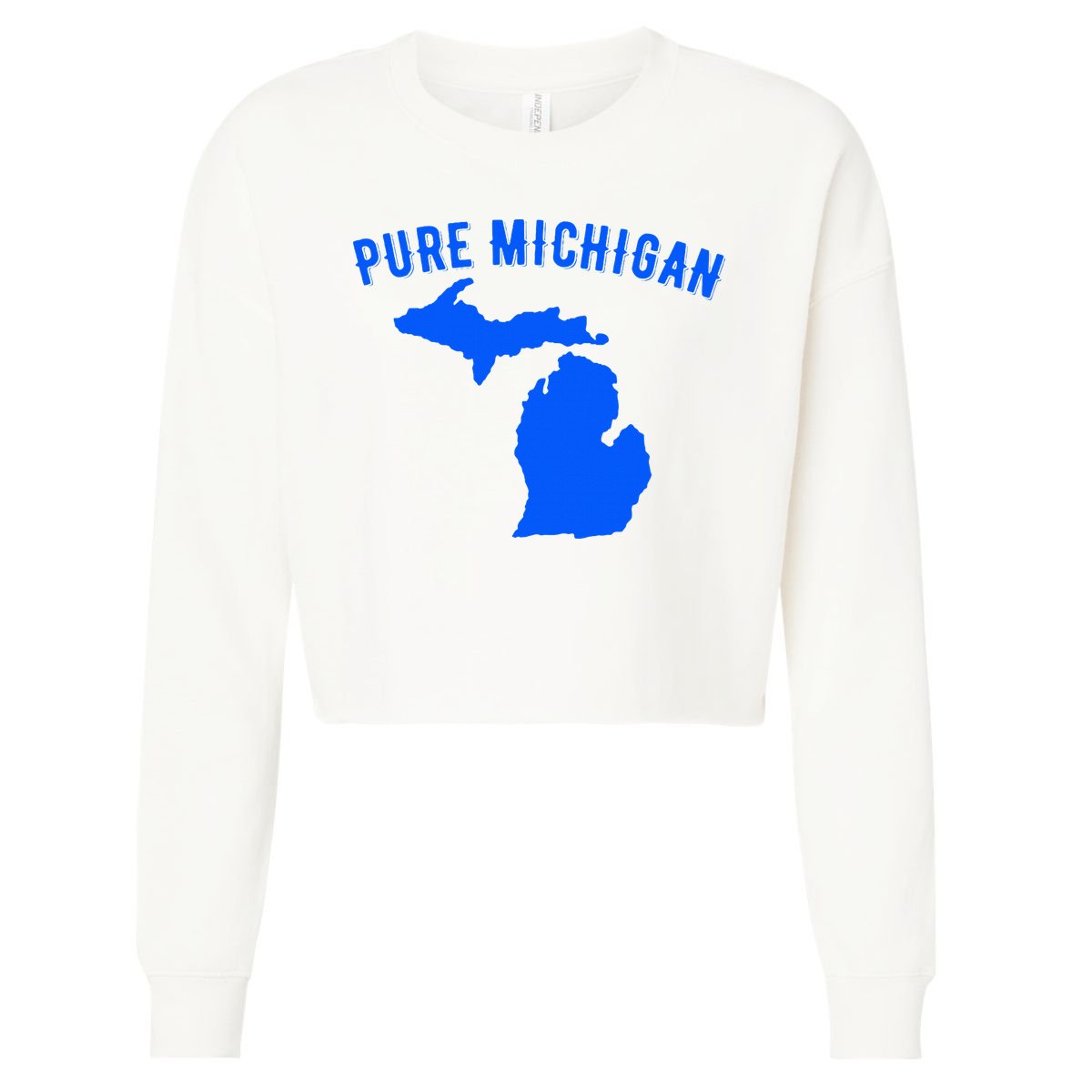 Pure Michigan Vacation Water Lake Fun Gift Idea Cropped Pullover Crew