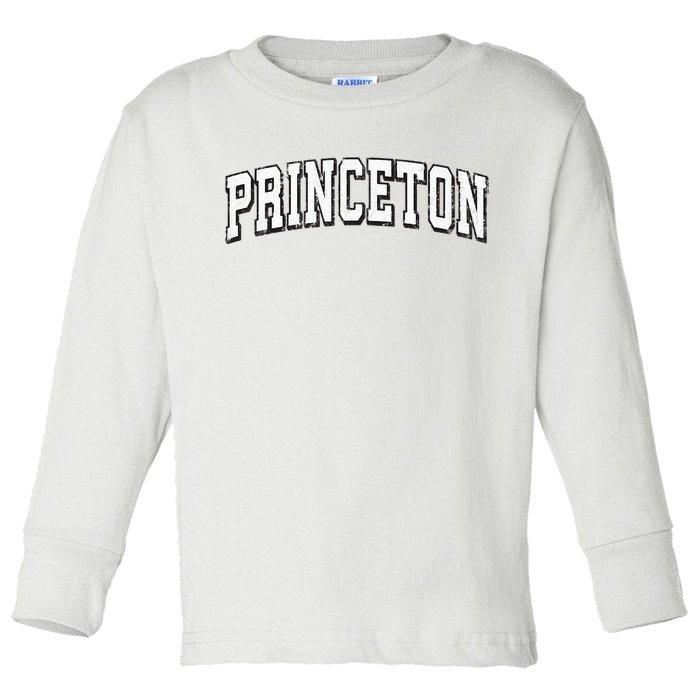 Princeton Massachusetts Vintage Athletic Sports B&W Print Toddler Long Sleeve Shirt