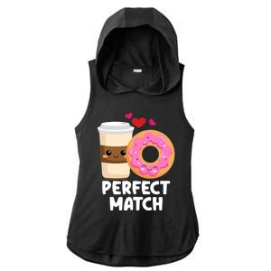 Perfect Match Valentines Day Coffee Donut Love Funny Pajama Gift Ladies PosiCharge Tri-Blend Wicking Draft Hoodie Tank