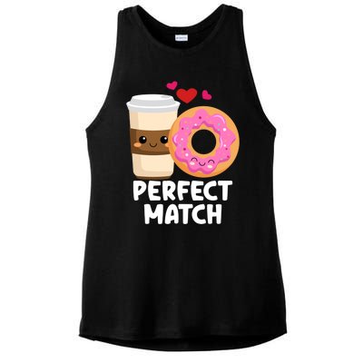 Perfect Match Valentines Day Coffee Donut Love Funny Pajama Gift Ladies PosiCharge Tri-Blend Wicking Tank