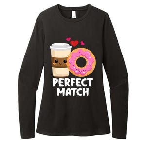 Perfect Match Valentines Day Coffee Donut Love Funny Pajama Gift Womens CVC Long Sleeve Shirt