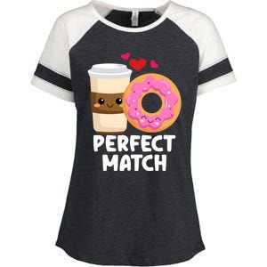 Perfect Match Valentines Day Coffee Donut Love Funny Pajama Gift Enza Ladies Jersey Colorblock Tee