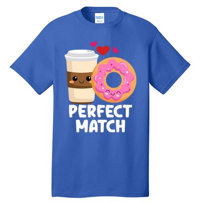 Perfect Match Valentines Day Coffee Donut Love Funny Pajama Gift Tall T-Shirt