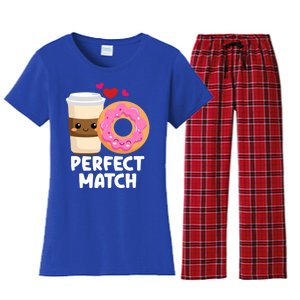 Perfect Match Valentines Day Coffee Donut Love Funny Pajama Gift Women's Flannel Pajama Set