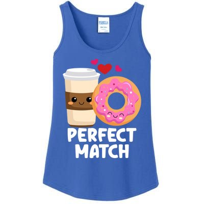 Perfect Match Valentines Day Coffee Donut Love Funny Pajama Gift Ladies Essential Tank