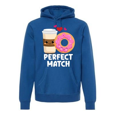 Perfect Match Valentines Day Coffee Donut Love Funny Pajama Gift Premium Hoodie