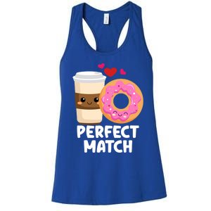 Perfect Match Valentines Day Coffee Donut Love Funny Pajama Gift Women's Racerback Tank